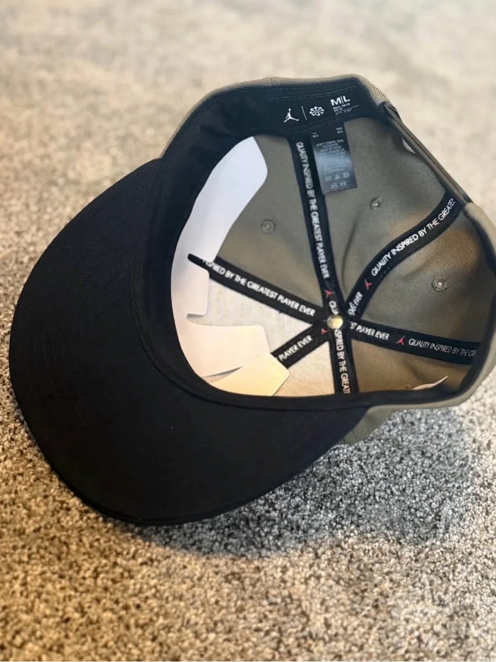 Jordan Snapback Cap in Olive Green and Black with White Jumpman